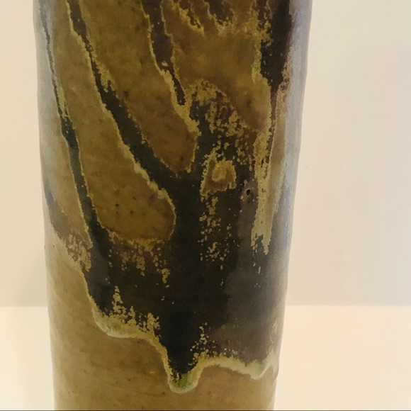 Vintage Toyo Japan drip glazed cylinder vase - Picture 4 of 8